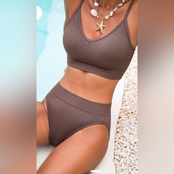 Textured Brown Bikini Set - Picture 1 of 4
